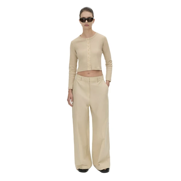 Camilla and Marc Aubrey Long Sleeve Rib Top in Latte