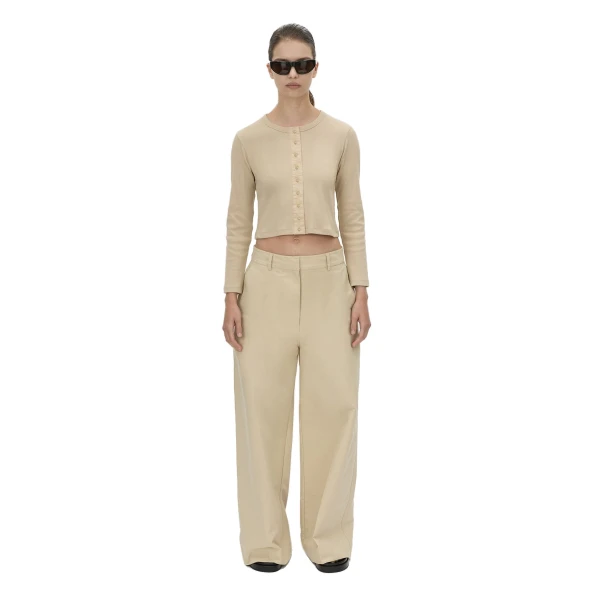 Camilla and Marc Aubrey Long Sleeve Rib Top in Latte