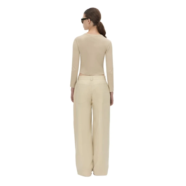 Camilla and Marc Aubrey Long Sleeve Rib Top in Latte