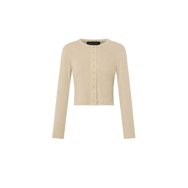 Camilla and Marc Aubrey Long Sleeve Rib Top in Latte | Tops | Coveti