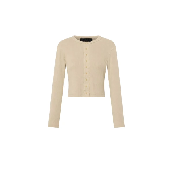 Aubrey Long Sleeve Rib Top in Latte