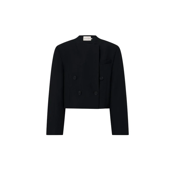 Caius Relaxed Cropped Blazer in Black