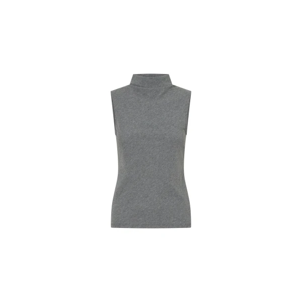 Dakota Sleeveless High Neck Top in Grey Marle
