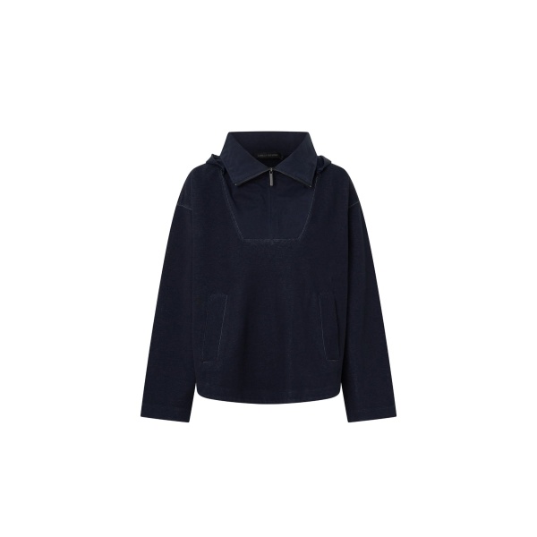 Camilla and Marc Eira Heavy Jersey Hooded Pullover in Navy | Hoodies | Coveti
