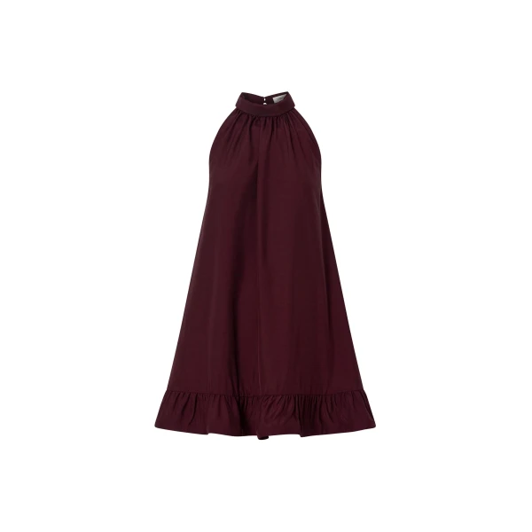 Camilla and Marc Elsen Halter Mini Dress in Burgundy | Dresses | Coveti
