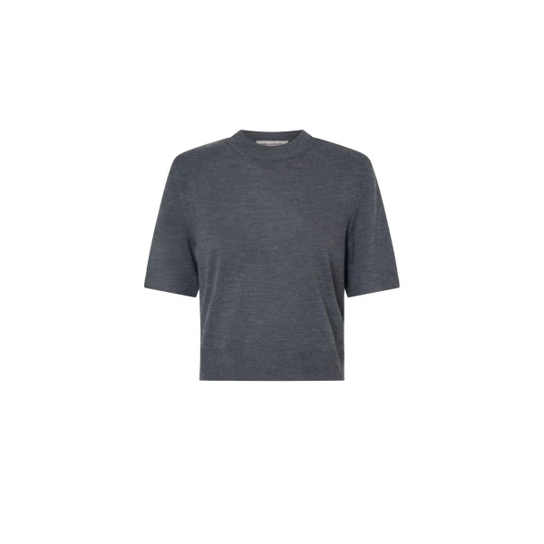 Camilla and Marc Leona Knit T-Shirt in Charcoal Marle | Knitwear | Coveti