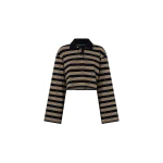 Camilla and Marc Liat Stripe Crop Polo Top in Black Stripe | Tops | Coveti