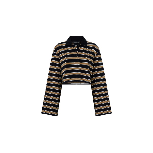 Camilla and Marc Liat Stripe Crop Polo Top in Black Stripe | Tops | Coveti