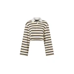 Camilla and Marc Liat Stripe Crop Polo Top in Soft White Stripe | Tops | Coveti
