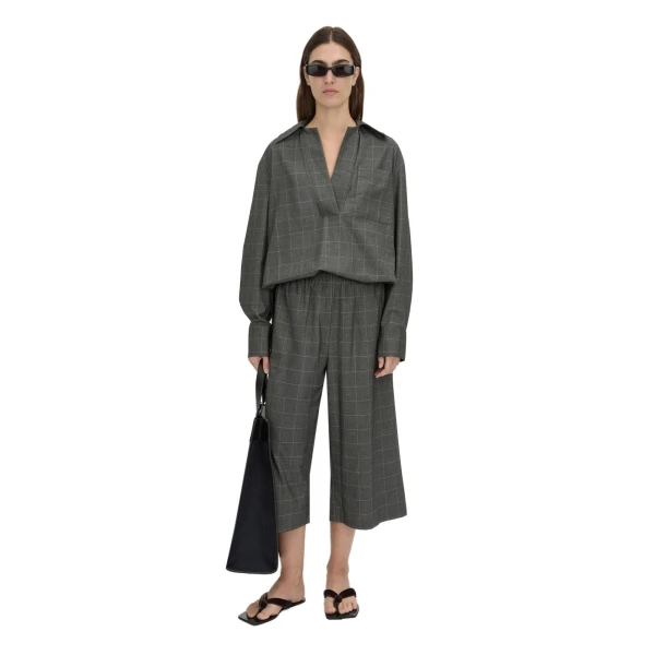 Camilla and Marc Lourdes Check Half Placket Shirt in Grey
