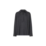 Camilla and Marc Lourdes Check Half Placket Shirt in Grey | Tops | Coveti