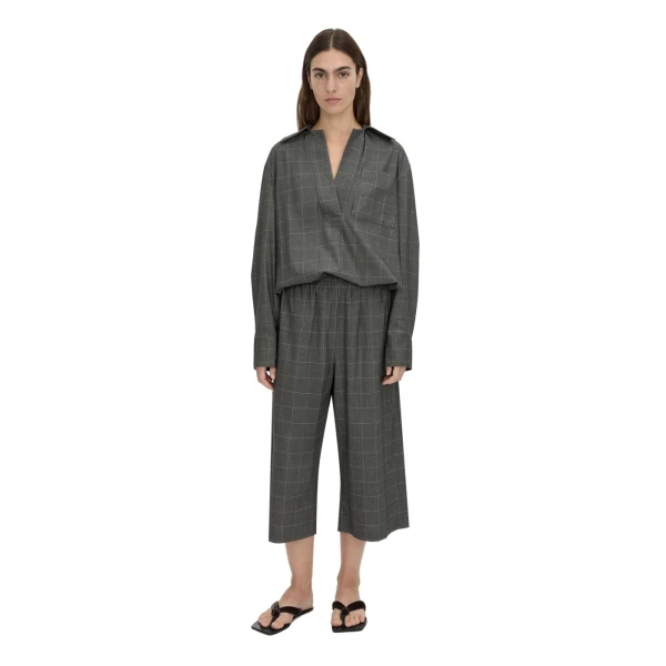 Camilla and Marc Lourdes Check Half Placket Shirt in Grey