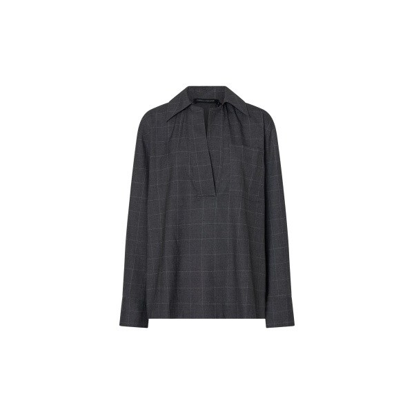 Camilla and Marc Lourdes Check Half Placket Shirt in Grey | Tops | Coveti