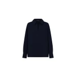 Camilla and Marc Lourdes Check Half Placket Shirt in Navy | Tops | Coveti