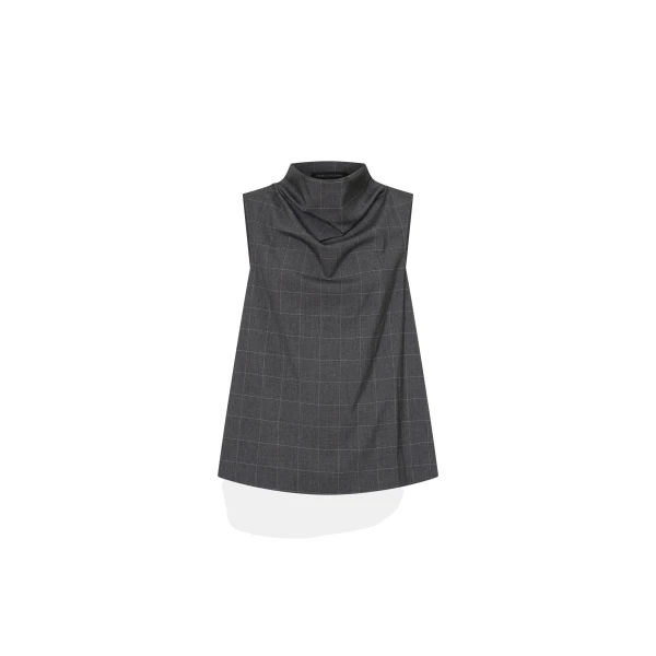 Lourdes Check Shell Top in Grey