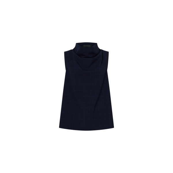 Camilla and Marc Lourdes Check Shell Top in Navy | Tops | Coveti