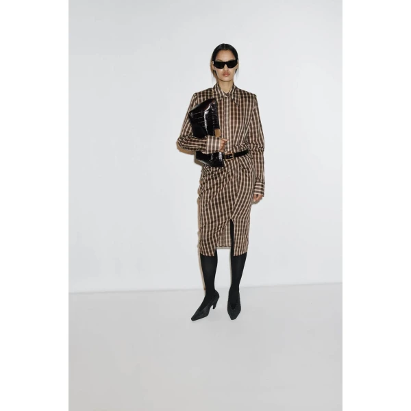 Camilla and Marc Mannix Midi Skirt in Chocolate Check