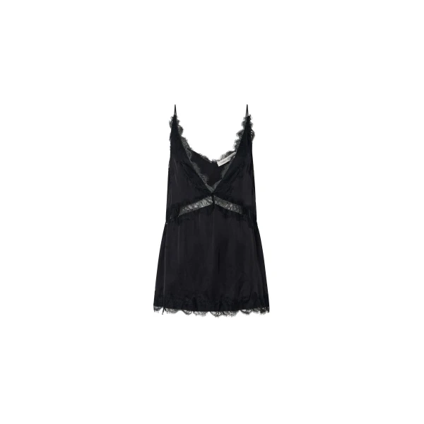Mirage Lace Trim Top in Black