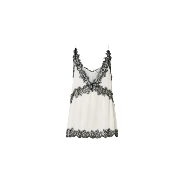 Mirage Lace Trim Top in Cream