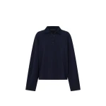 Camilla and Marc Moreno Long Sleeve Polo Top in Navy | Tops | Coveti