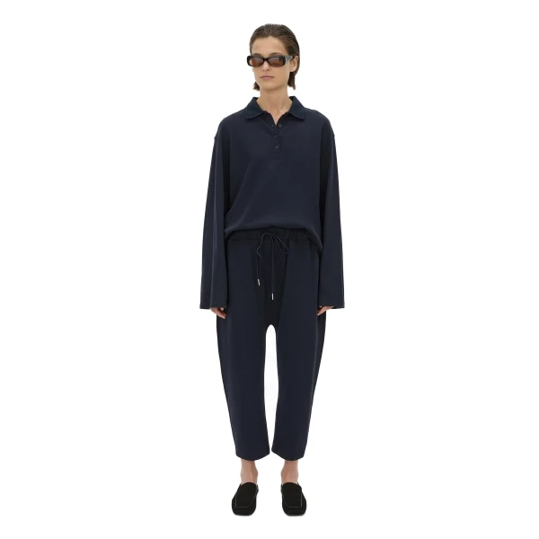 Camilla and Marc Moreno Long Sleeve Polo Top in Navy