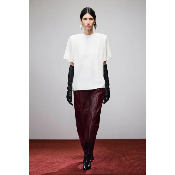 Camilla and Marc Orrin Leather Skirt in Burgundy