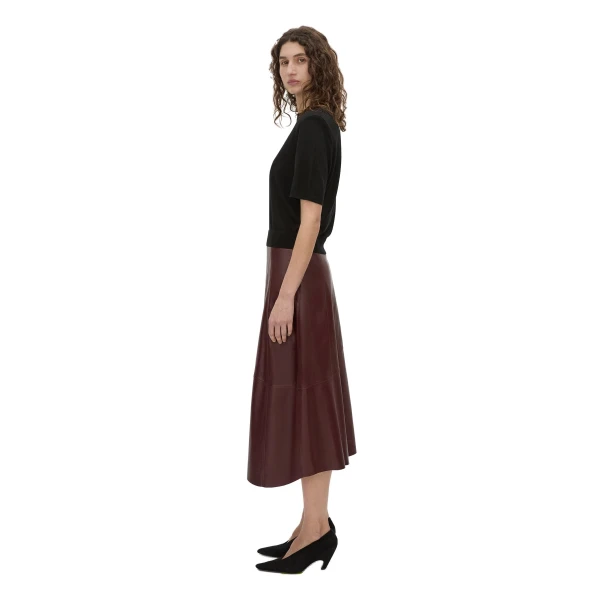 Camilla and Marc Orrin Leather Skirt in Burgundy
