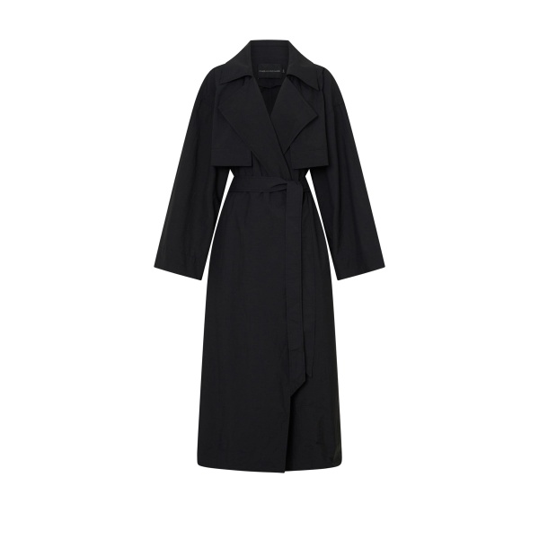 Camilla and Marc Rhia Sheer Full Length Trench in Black | Coats | Coveti