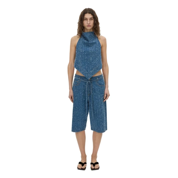 Camilla and Marc Rhodes Denim Short in Classic Blue Neps