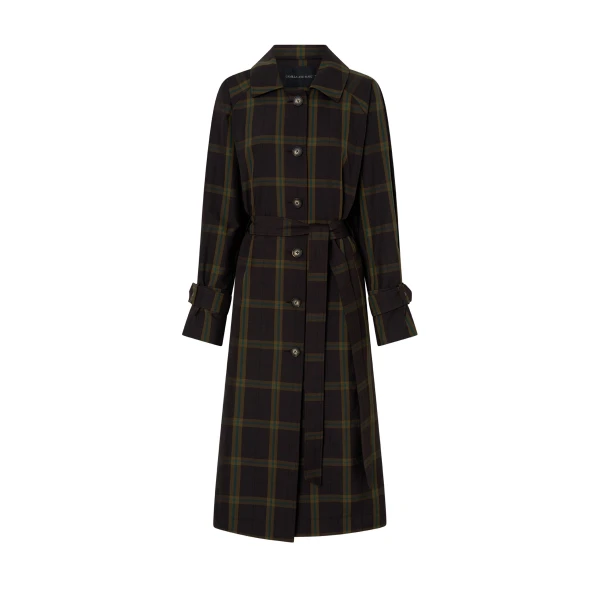 Camilla and Marc Winton Check Trench Coat in Espresso Check | Coats | Coveti