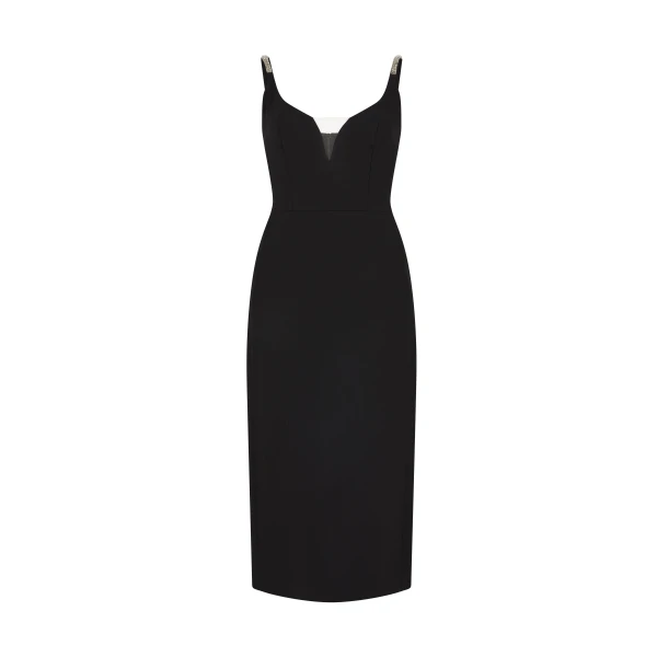 Crystal Strap Detail Midi Dress