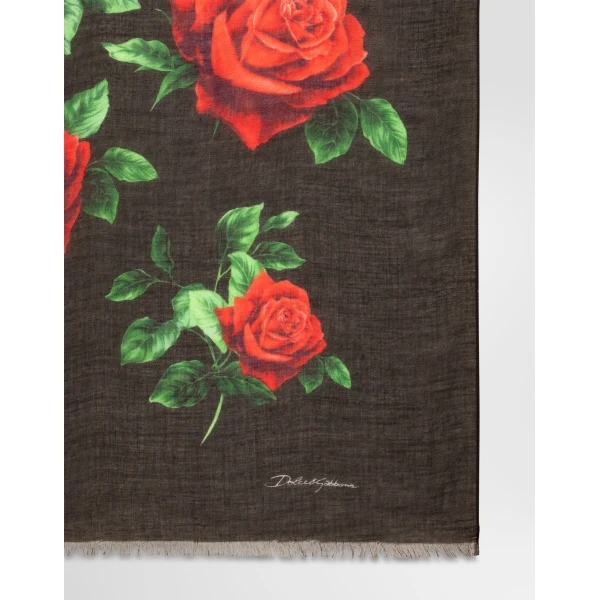 135x200 rose-print cashmere blend stole - Image 2