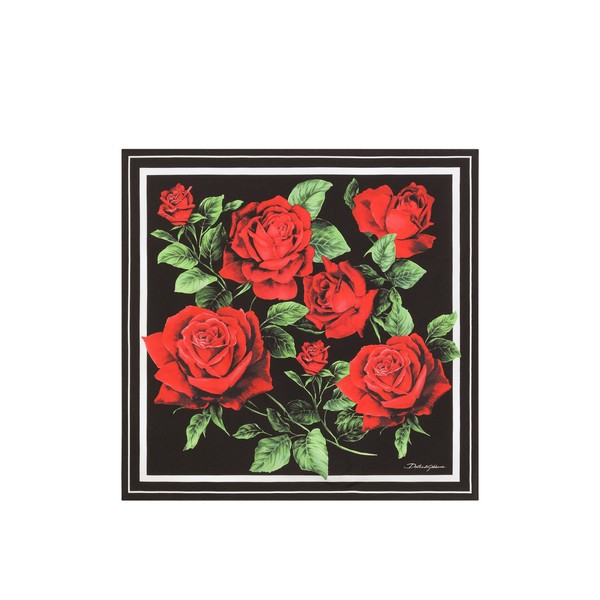 Dolce & Gabbana 50x50 rose-print silk twill scarf