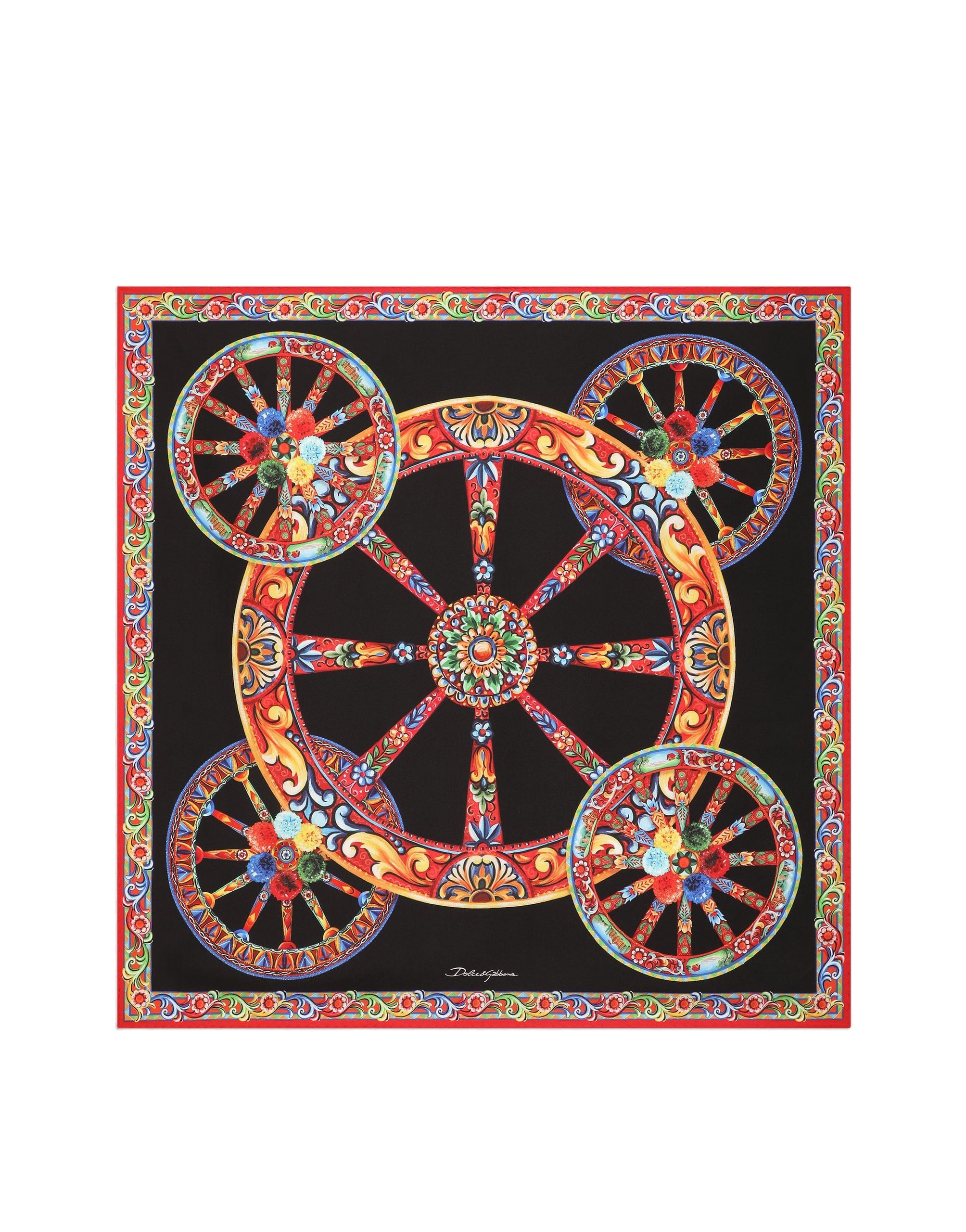 Dolce & Gabbana 70x70 carretto-print silk twill scarf in Multicolour | Buy Accessories at Coveti Dolce & Gabbana 70x70 carretto-print silk twill scarf