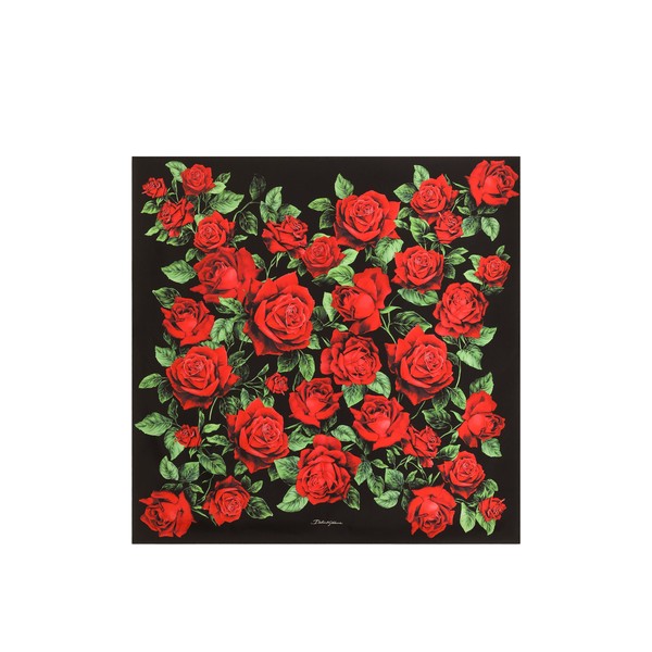 Dolce & Gabbana 90x90 rose-print silk twill scarf
