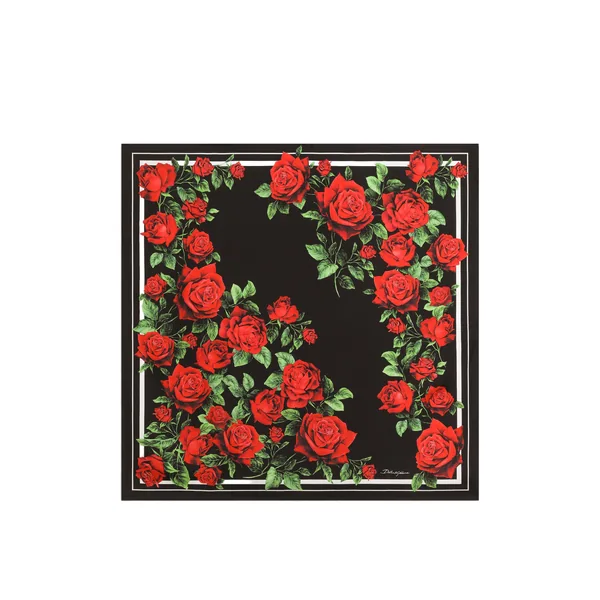 Dolce & Gabbana 90x90 rose-print silk twill scarf