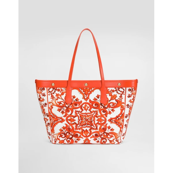 Atene shopping bag in majolica-print canvas - Image 4