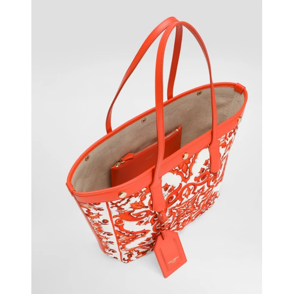 Atene shopping bag in majolica-print canvas - Image 5