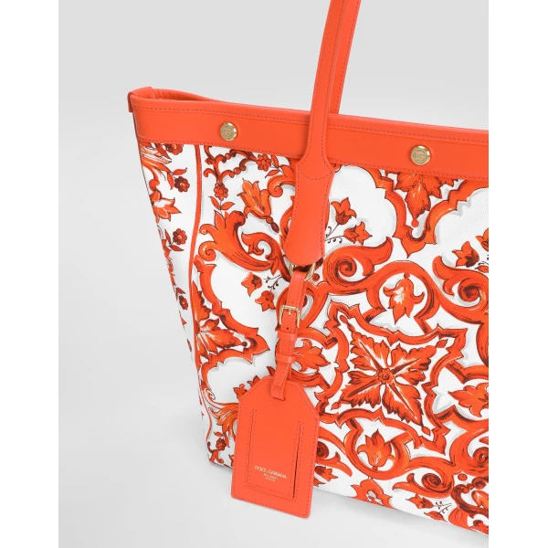 Atene shopping bag in majolica-print canvas - Image 6