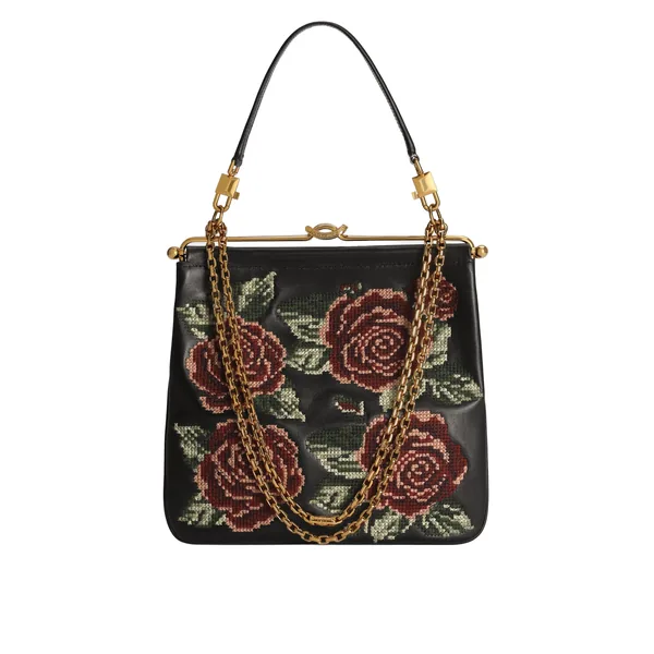 Dina shoulder and crossbody bag with fine stitch embroidery