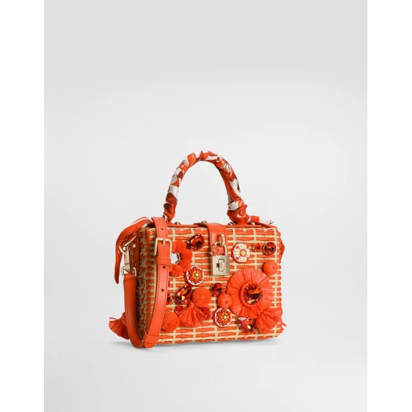 Dolce Box handbag in raffia - Image 4