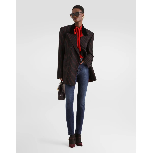 Double-breasted jacket in pinstripe wool - Image 2