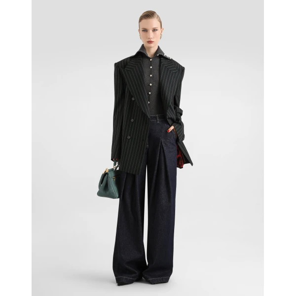 Double-breasted jacket in pinstripe wool - Image 2