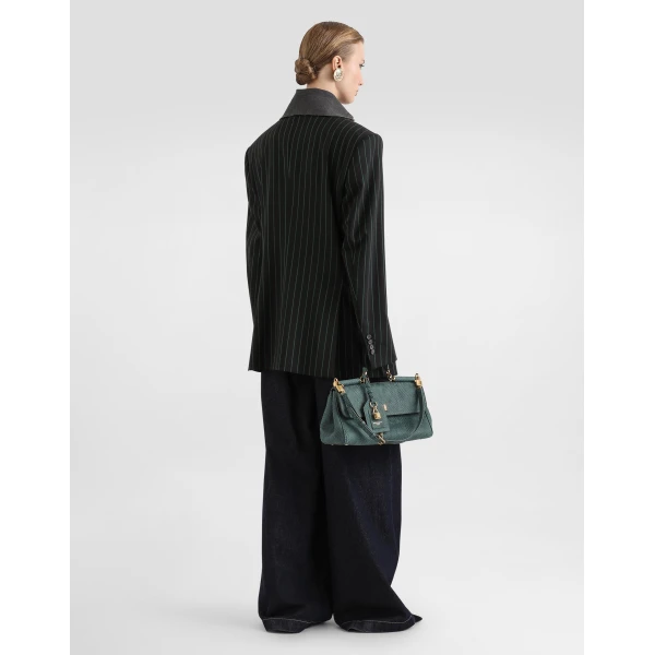 Double-breasted jacket in pinstripe wool - Image 3