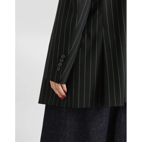 Double-breasted jacket in pinstripe wool - Image 5