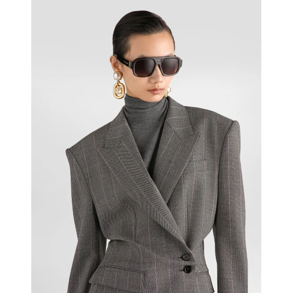 Double-breasted pinstripe wool jacket - Image 4