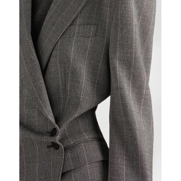 Double-breasted pinstripe wool jacket - Image 5