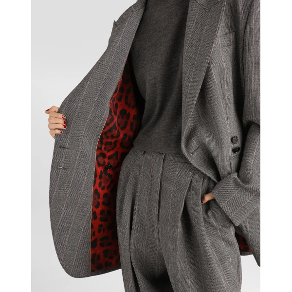 Double-breasted pinstripe wool jacket - Image 6