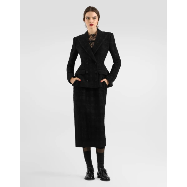 Double-breasted wool-blend check bouclé jacket - Image 2