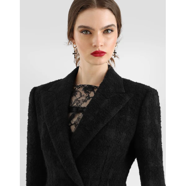Double-breasted wool-blend check bouclé jacket - Image 4